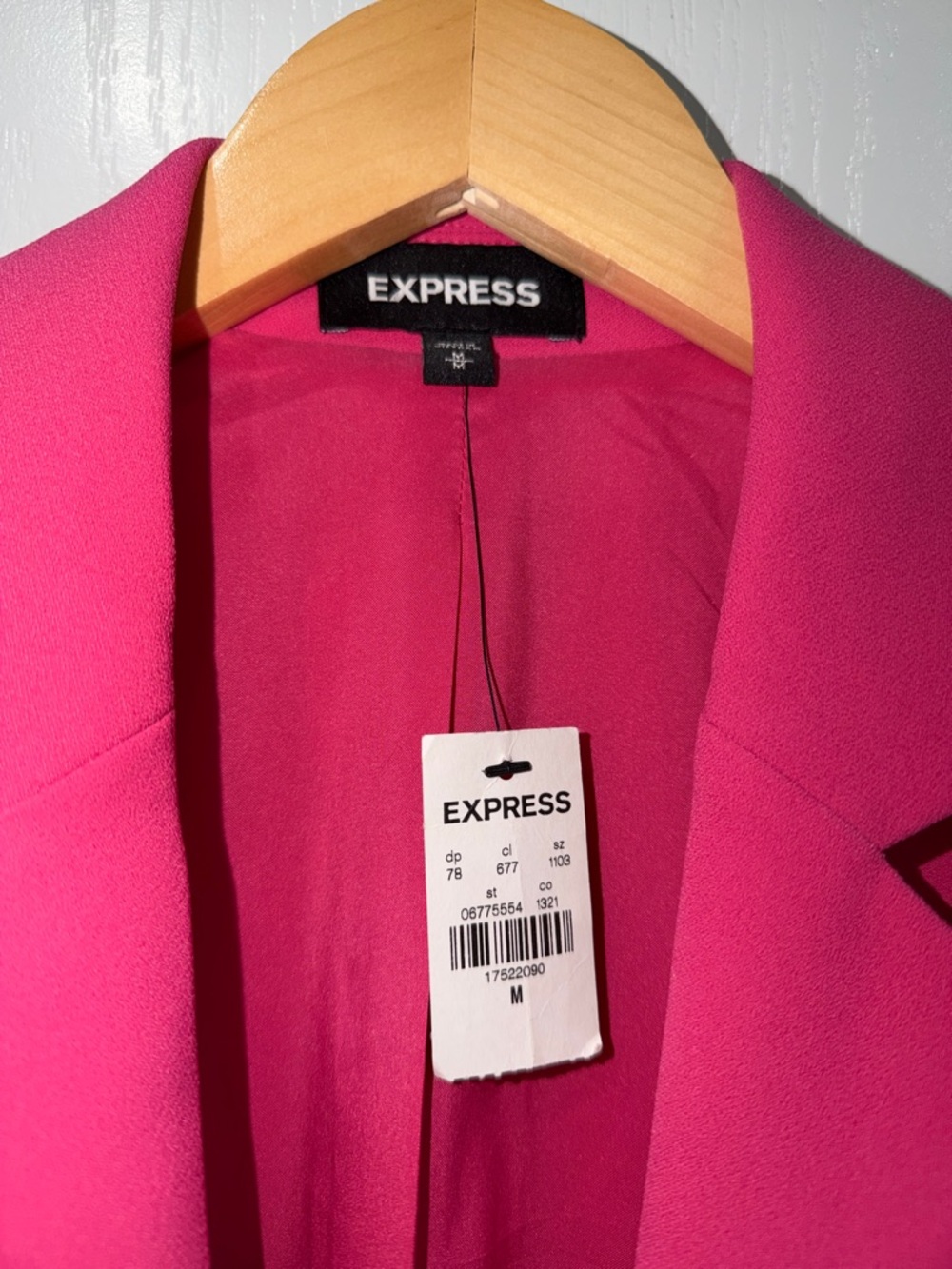 Express Women's hot pink Open-Front Blazer NWT 3/4 length sleeves medium - Picture 5 of 8